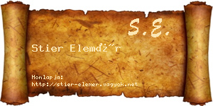 Stier Elemér névjegykártya